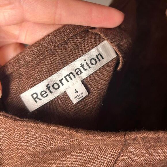 Reformation Harlow Linen Jumpsuit Size 4 | Brown Sustainable Minimal Chic - Picture 8 of 8